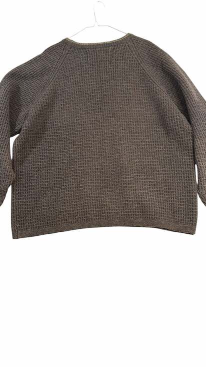 Vintage Abercrombie & Fitch Brown Waffle Knit Lambswool Blend Raglan Sweater XL - Picture 5 of 7